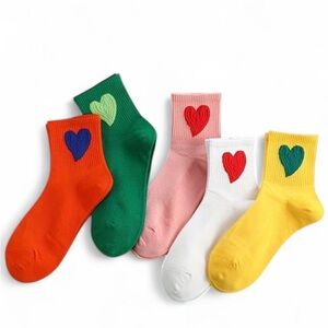 Colorful Heart Socks Set Cute Novelty Crew Socks